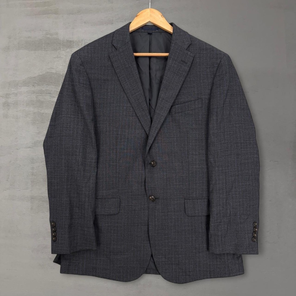 Jos. A. Bank 1905 Blazer Grey Blue Glen Plaid Wool Blend Tailored Fit 42R